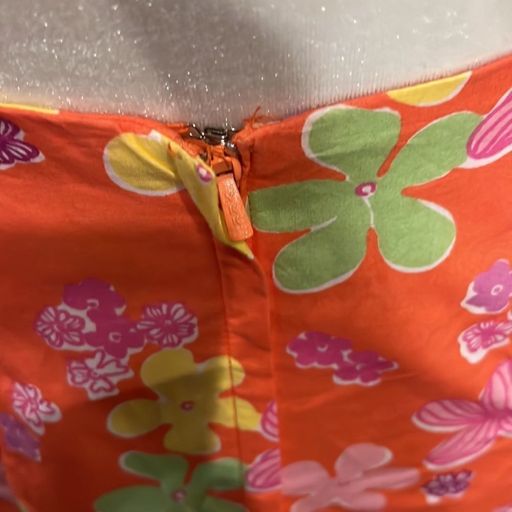 Vintage Lilly Pulitzer Garnichuri Orange Floral Strapless Dress, size 2! - Picture 8 of 11